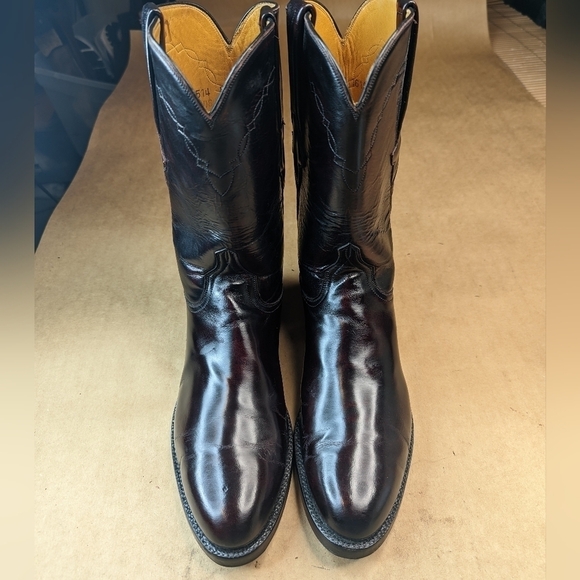 Lucchese Classics "Seville "boots men's size 8.5D black cherry goat leather West - Picture 2 of 12